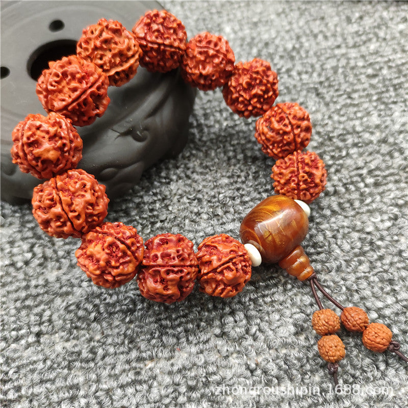 Women's & Men's Root White Jade Lotus Rosary Seed Scenic Bracelets