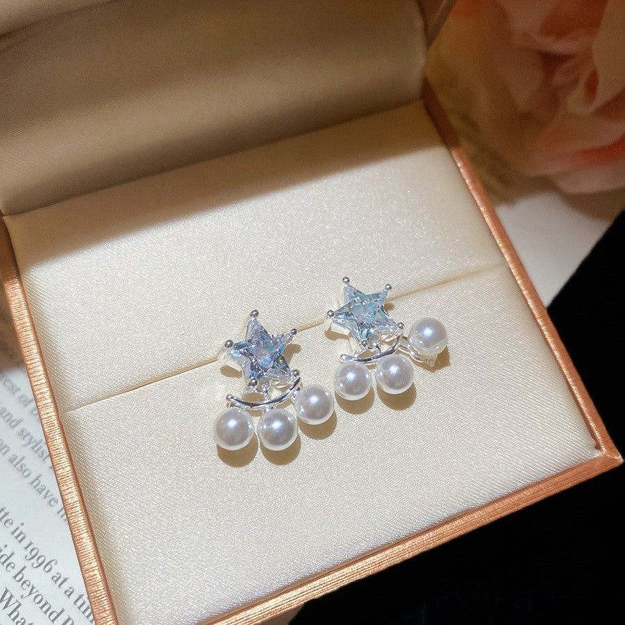 Women's Style Refined Zircon Flower Pearl Light Luxury High-grade Ear Earrings