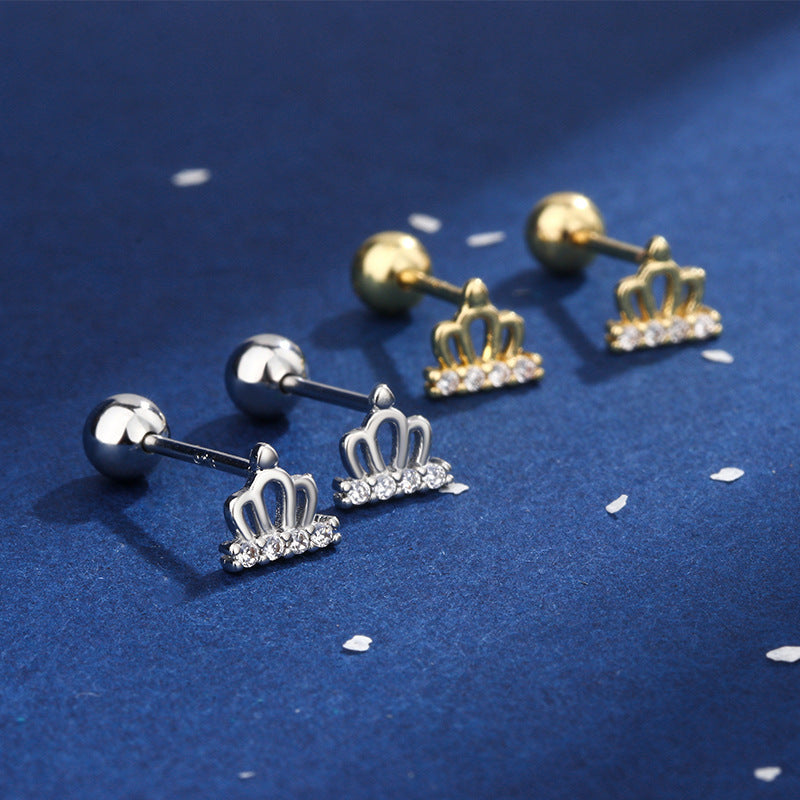 Women's Gold-plated Diamond Inlaid Crown Simple Versatile Rings