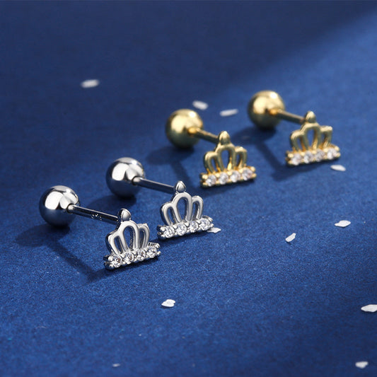 Women's Gold-plated Diamond Inlaid Crown Simple Versatile Rings