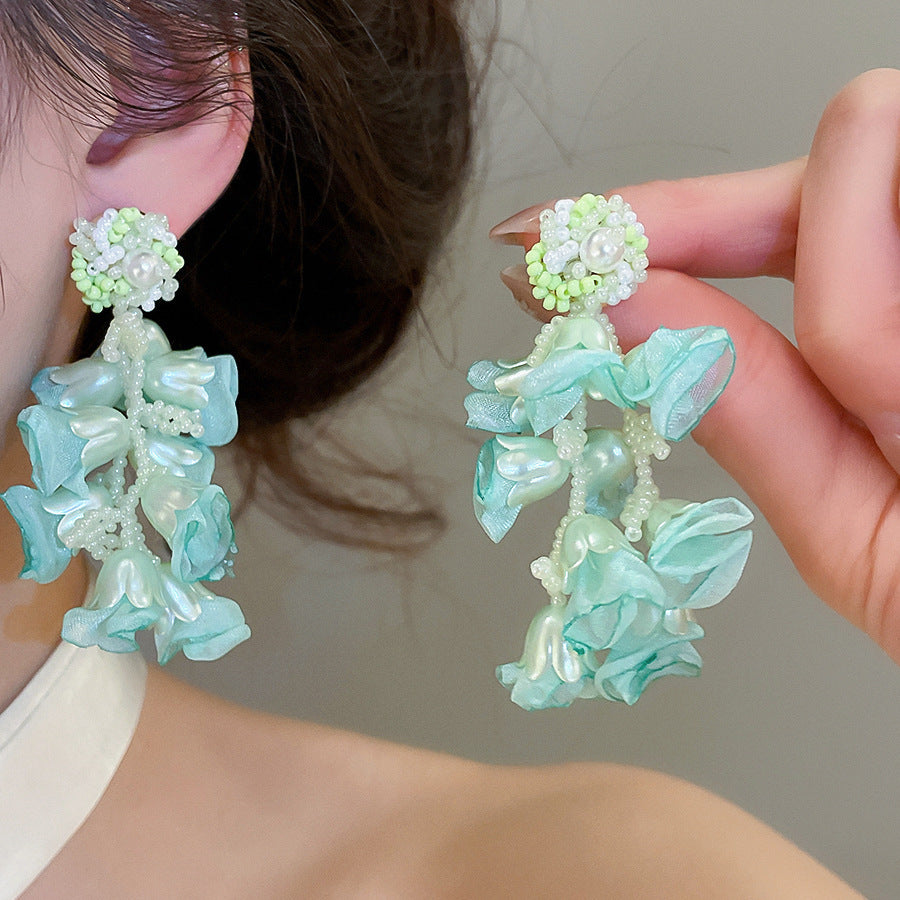 Women's Flower Shell Tassel Light Luxury High-grade Earrings