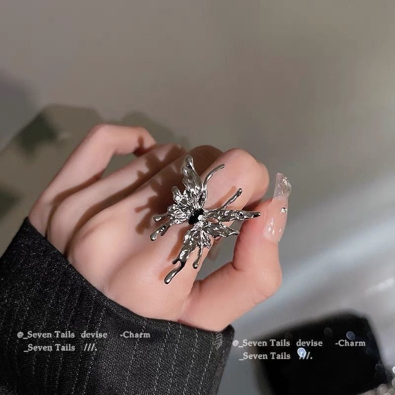 Liquid Butterfly Opening Female Trendy Cold Rings