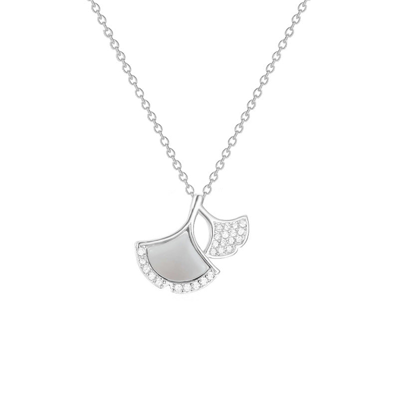 Stainless Steel Copper Opal Ginkgo Leaf Clavicle Day Gift For Necklace