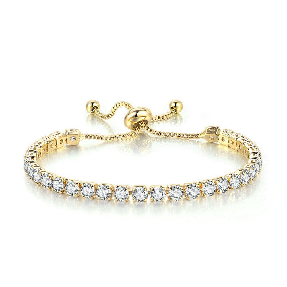 Women's Round Single Row Full Diamond Adjustable Beads Crystal Bracelet