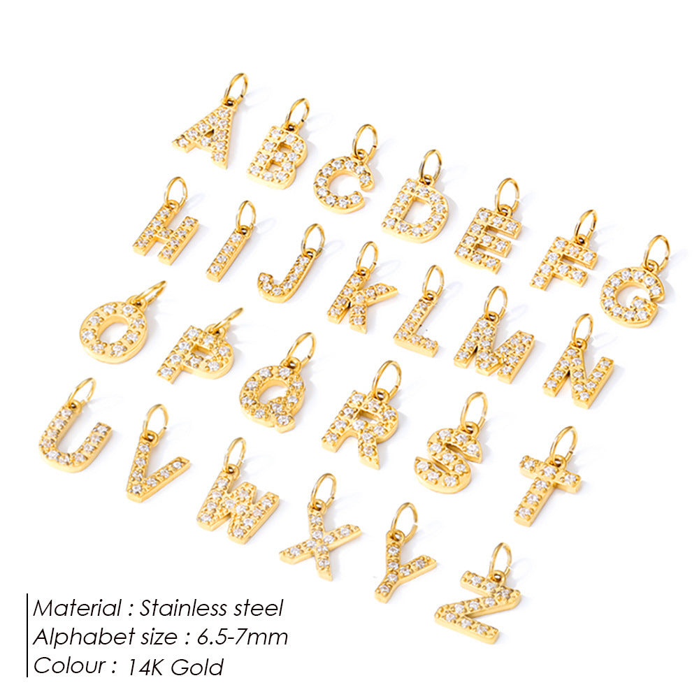 Letter Double Titanium Steel Rhinestone Zircon Earrings