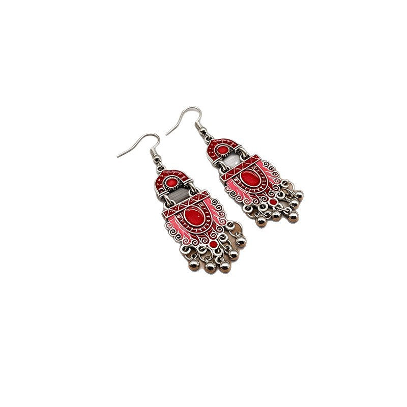 Retro Bohemian Ethnic Style Fashion Drop Oil Creative Water Long Earrings
