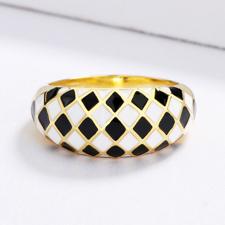 Chessboard Plaid Hipster Female Black White Earrings