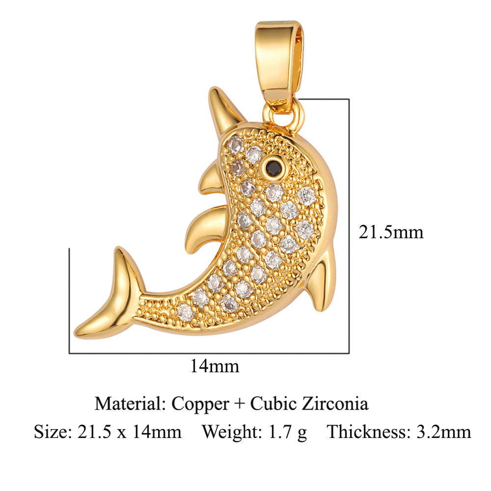 Dolphin Goldfish Copper Zircon Butterfly Rabbit Ear Pendants