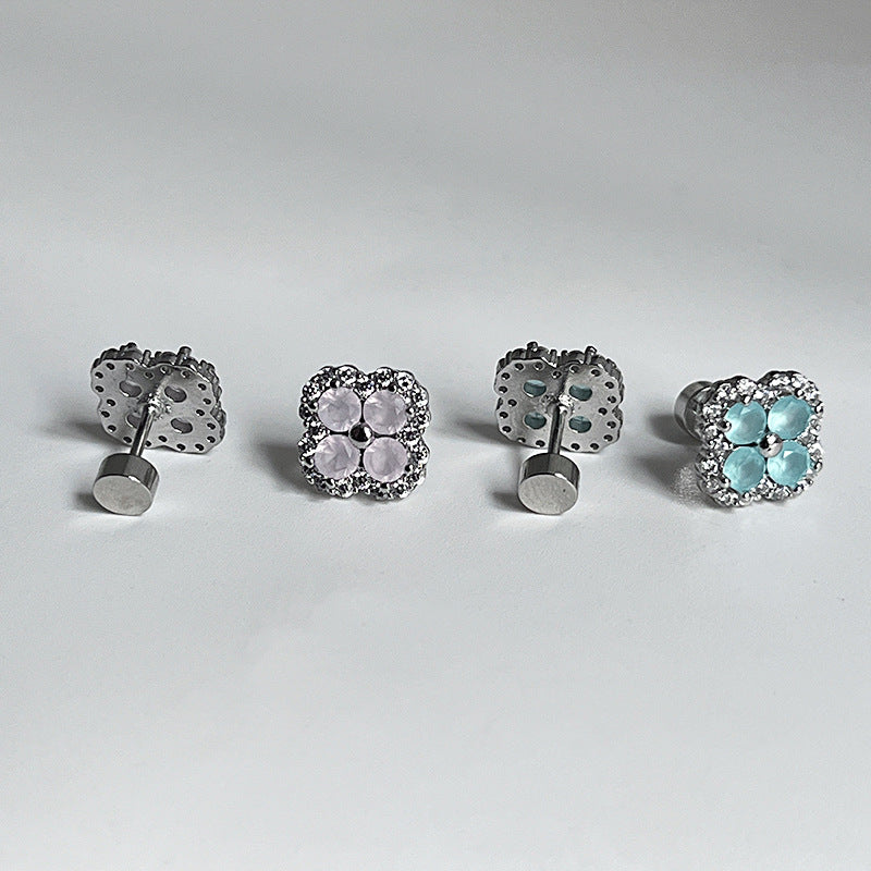 Women's Ear Bone Titanium Steel Flat Pin Sleeping No Need To Stud Earrings