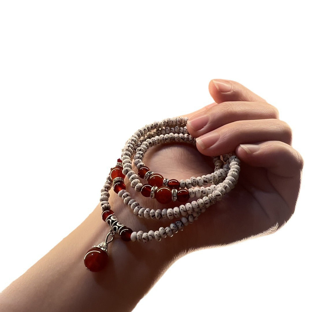 Bodhi Natural Mini Seed White Crafts Cat's Eye Bracelet