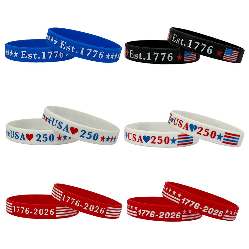 Day Silicone Patriotic Week Festival Commemorative Wrist Strap Colorful Bracelet