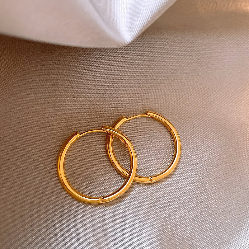 Women's High Profile Fashion Simple Circle Clip Niche Personality High-grade Earrings