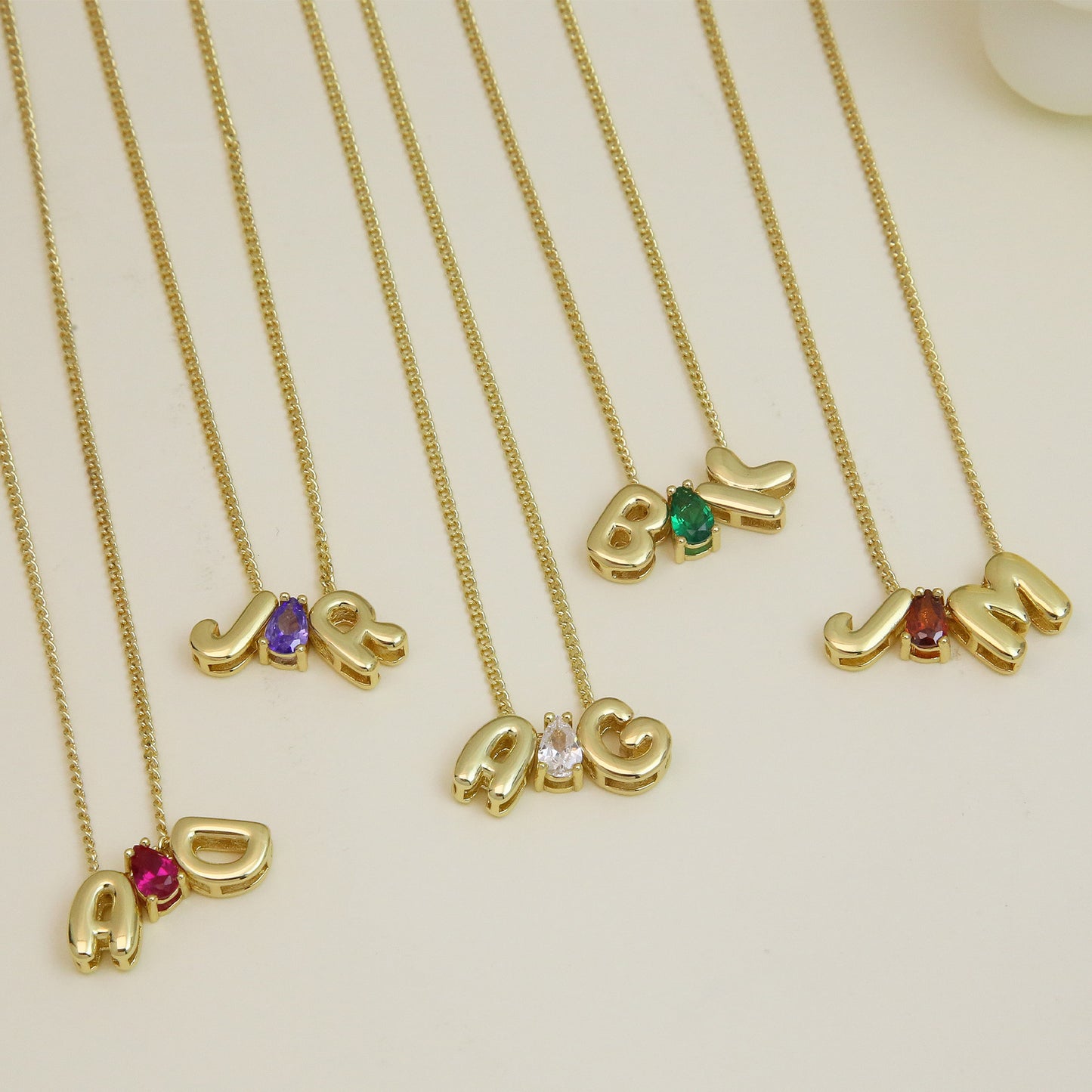 Brass Drop-shaped Moon Birthstone With English Pendants