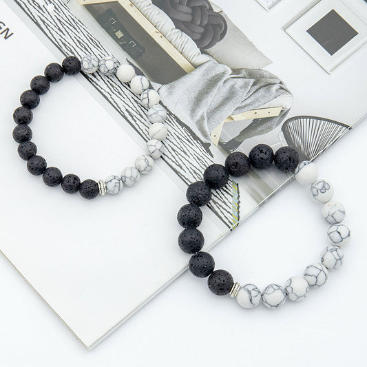 Handmade Beaded High Elasticity Black White Bracelets