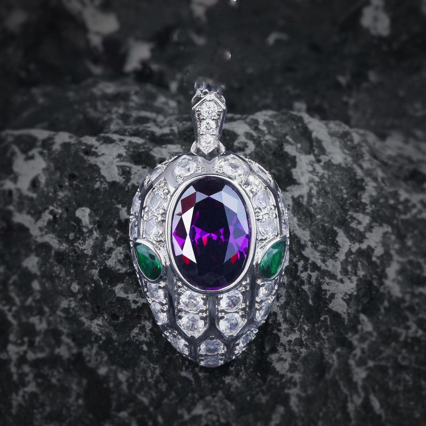 Jewelry Amethyst Snake-shaped Suit Purple Diamond Pendants