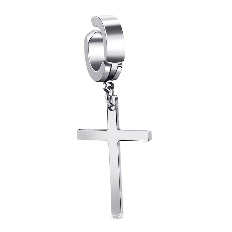Women's & Men's Stainless Steel Clip Trendy Cross Quantity Earrings