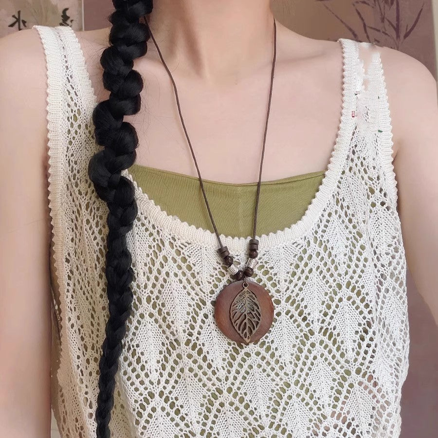 Style Leaf High Sense Design Long Sweater Pendants