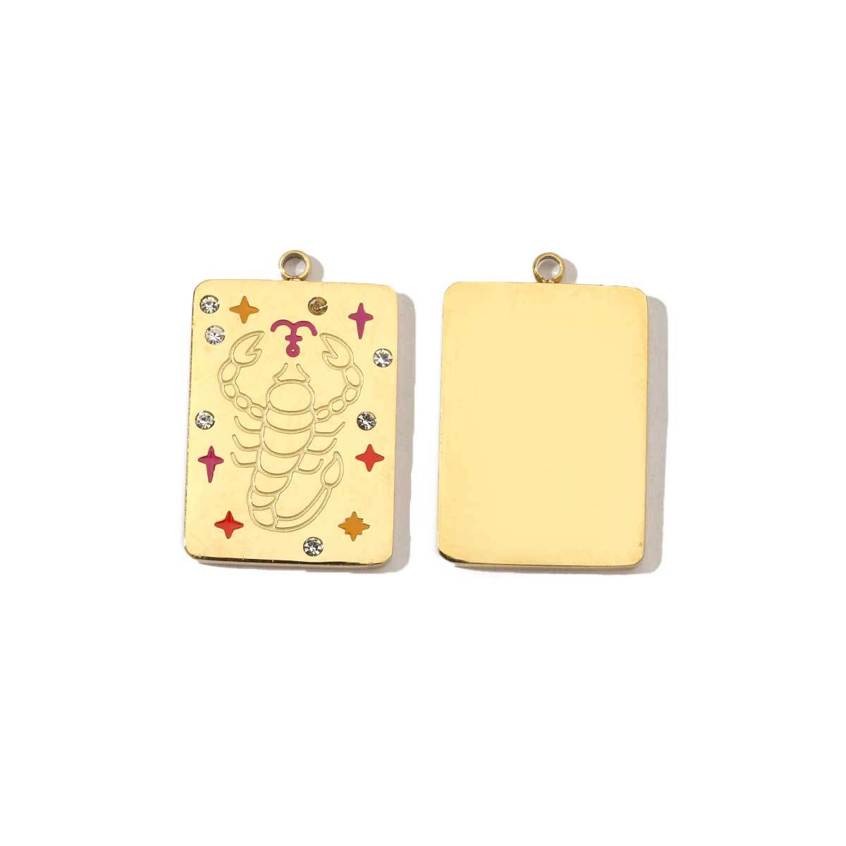 Real Gold Constellation Square Colorful Crystals Pendants