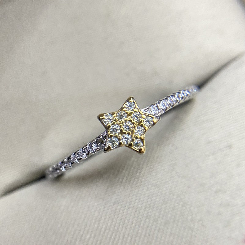 Camellia Fashion Romantic French Golden Rhinestone Gold Plated Ring