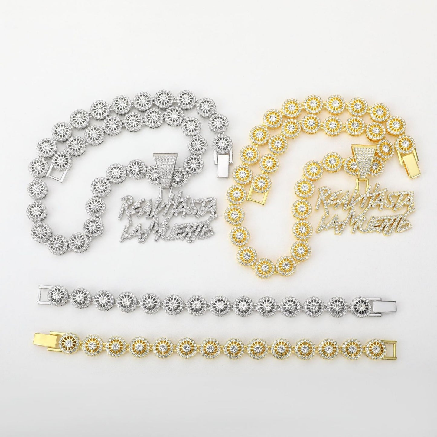 Hip Hop Trend Letter Full Diamond Cuban Link Necklaces