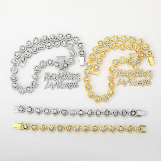 Hip Hop Trend Letter Full Diamond Cuban Link Necklaces