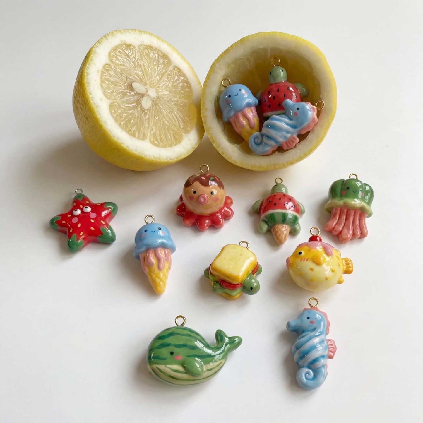 Hand Painted Marine Animal Cute Cartoon Unique Necklace