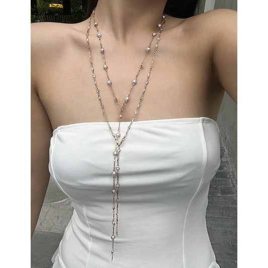 Crystal Y-shaped Copper Chain Simple Geometric Necklaces