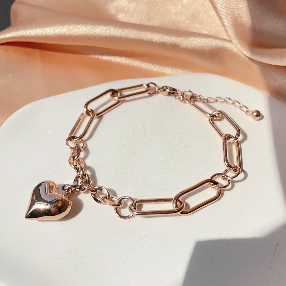 Cool Hot Heart Temperamental Peach Titanium Bracelets