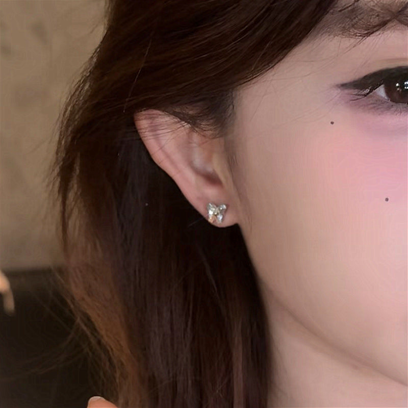 Needle Korean Fashion Color Zirconium Butterfly One Style For Design Stud Earrings
