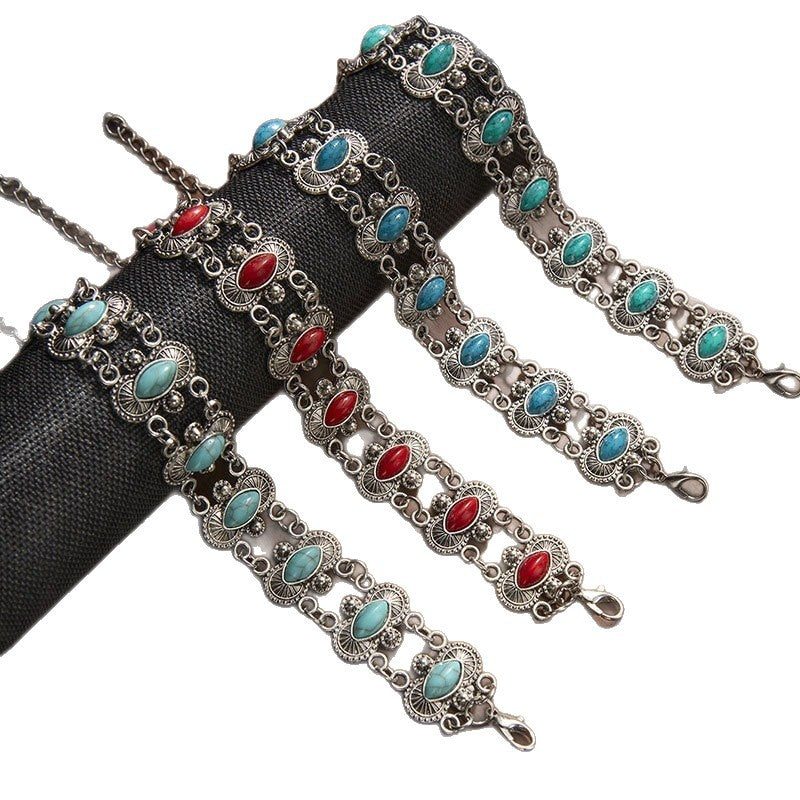 Women's Personality Retro Ethnic Style Inlaid Turquoise Bracelet
