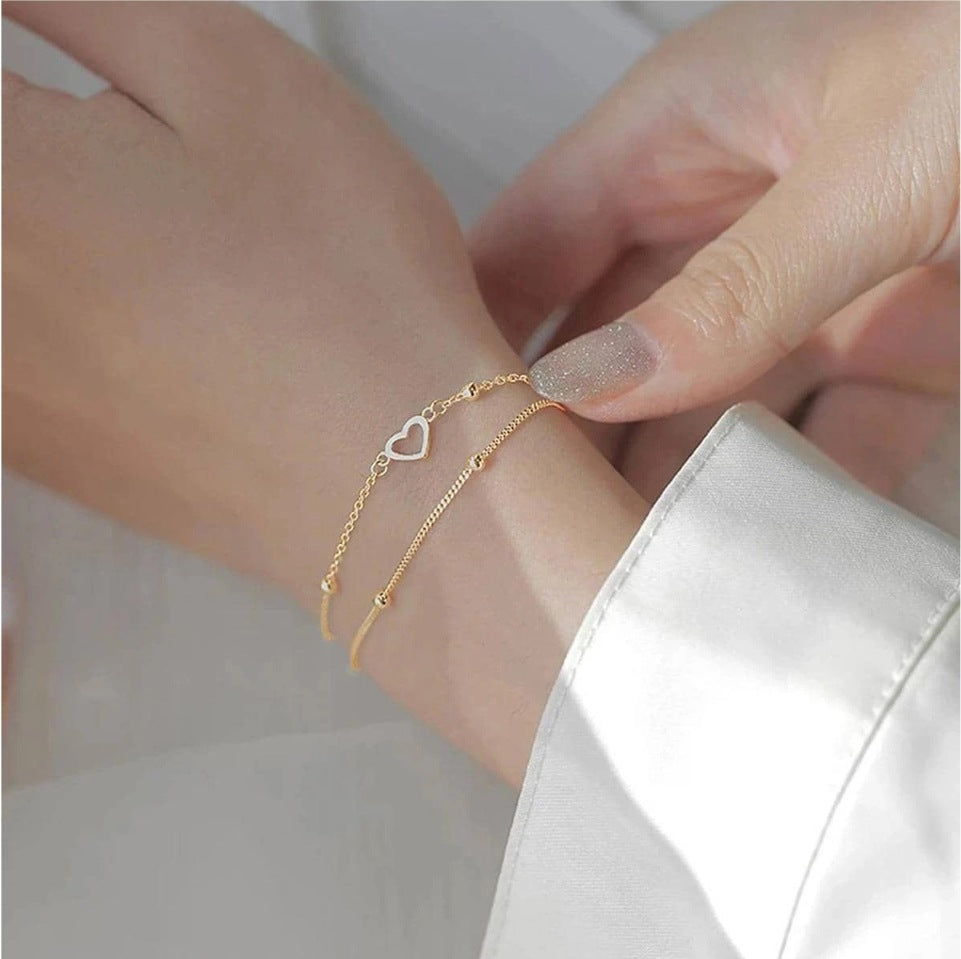 Delicate Heart Elegant Double Layer Clip Bracelets