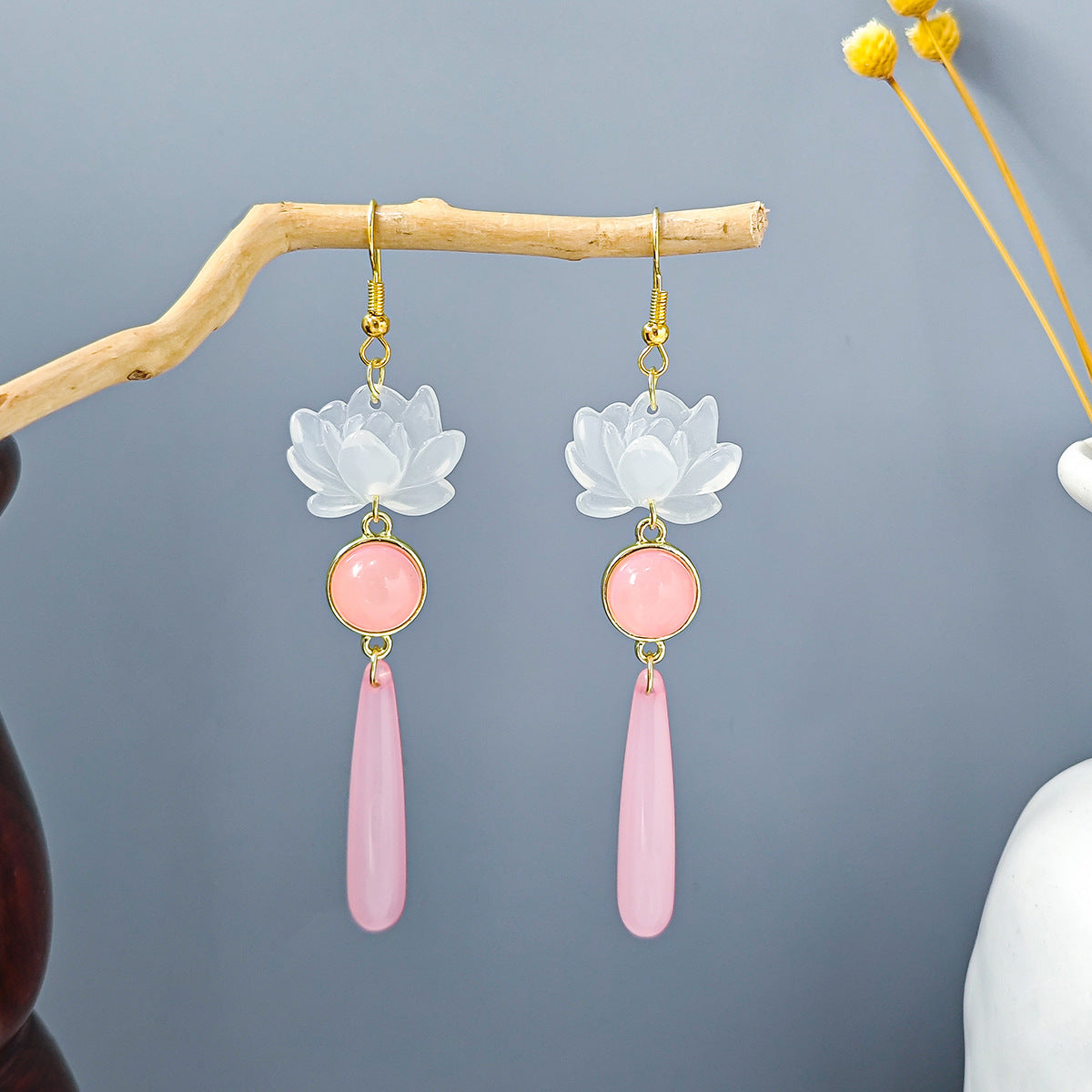 Chinese Ancient Style Beaded Long Fringe Han Earrings