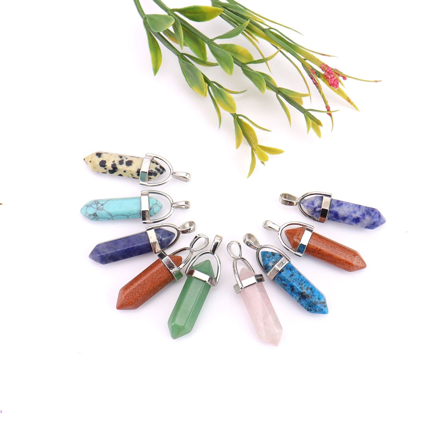 Agate Synthetic Crystal Hexagon Prism Soul Pendants