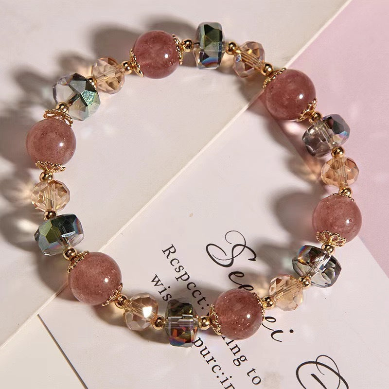 Strawberry Crystal Fashion Female Live Glass Chipping Bracelets