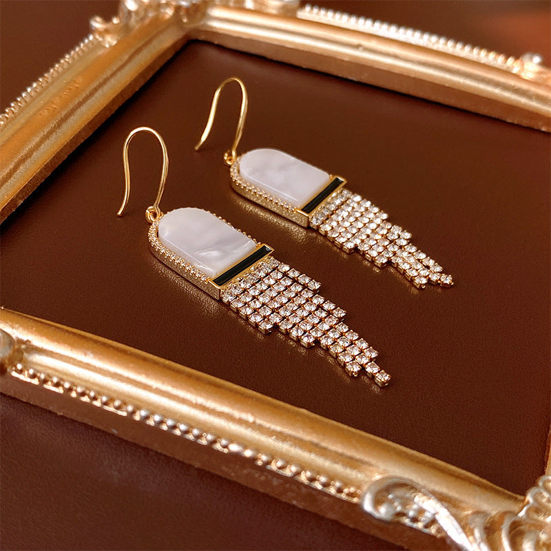 Zircon Letter Long Light Luxury High-grade Fashion Simple Earrings