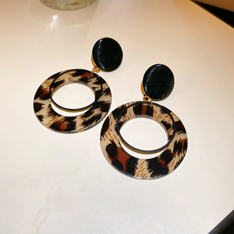 Women's Leopard Print Brown Style Retro High-grade Earrings