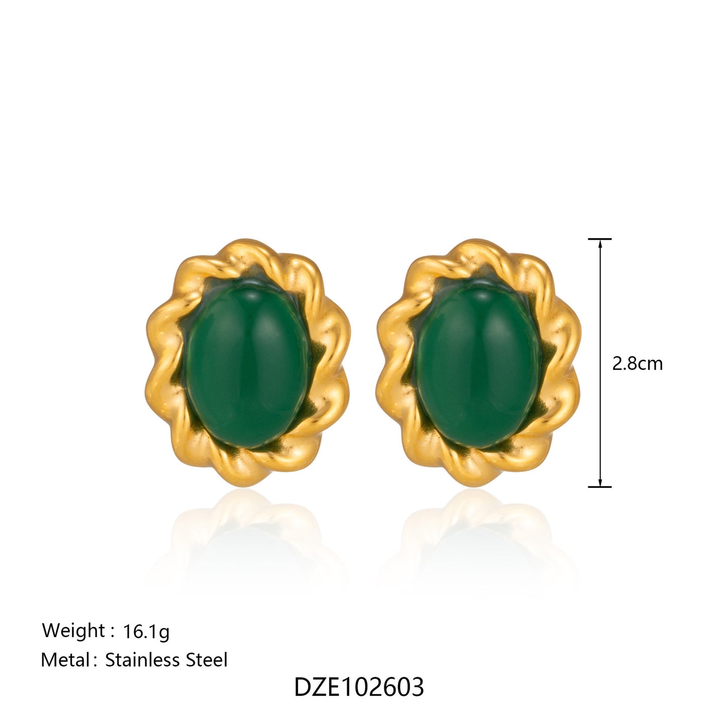 Gold Retro Bright Gem Elegant Lace Earrings
