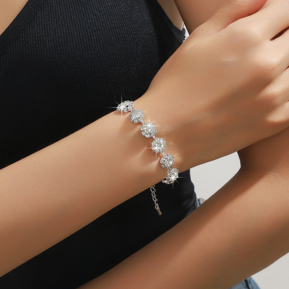 Claw Chain Geometric Full Diamond Rhinestone Simple Bracelets