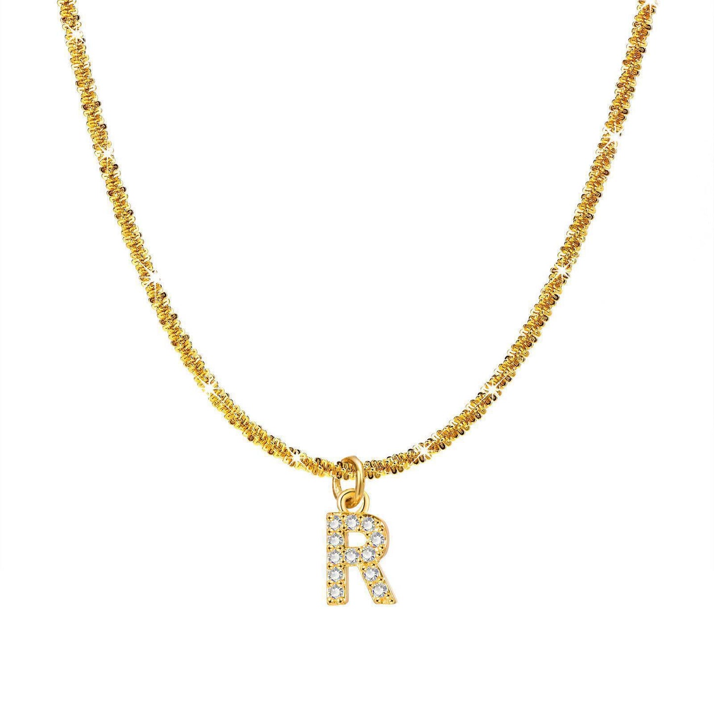 Steel Sparkling Female Inlaid Zirconium English Letters Clavicle Chain High Necklace