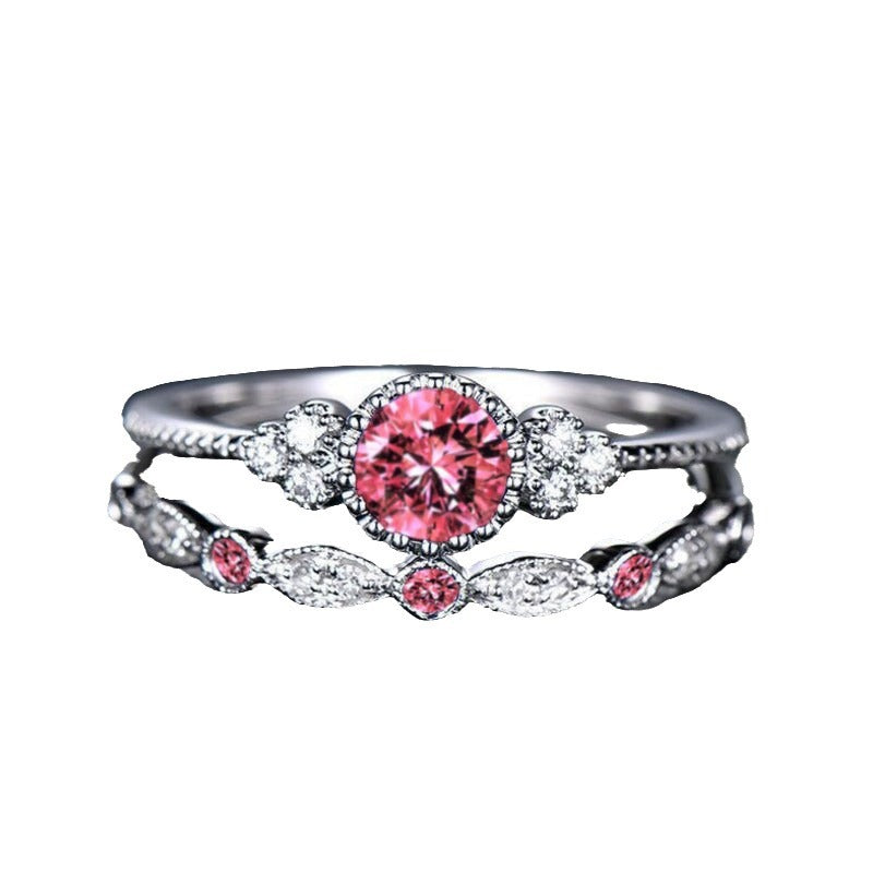 Classy Women's Fashion Zircon Two-piece Emerald Rings