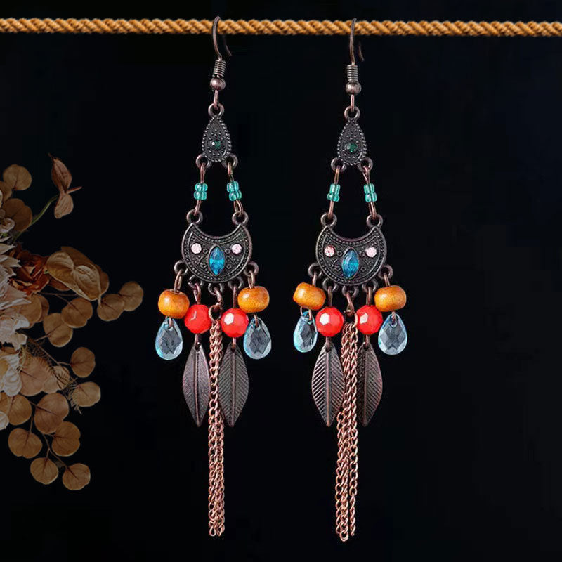 Ethnic Style Long Fringe Exotic Holiday Trip Earrings