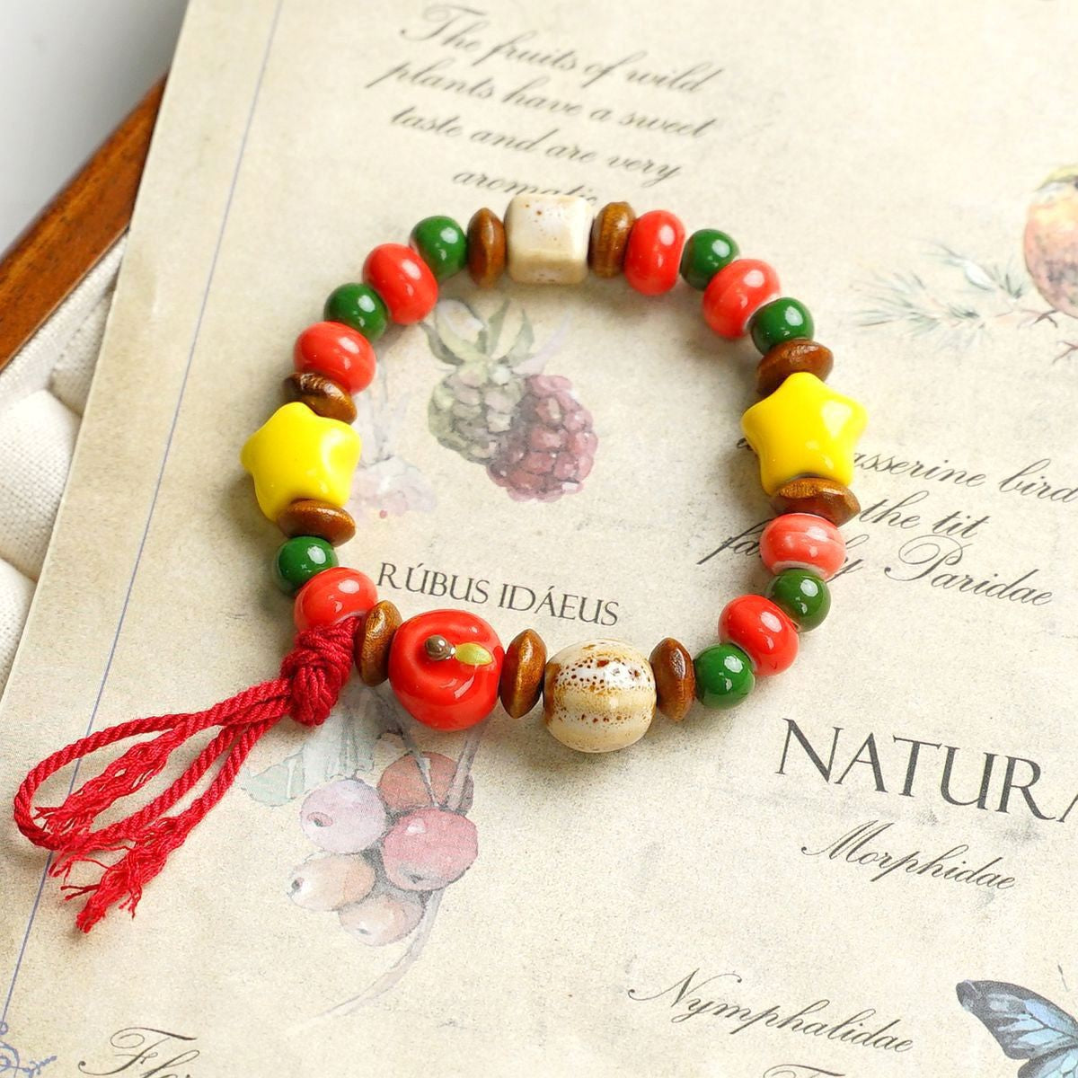 Cute Style Fresh Safe Christmas Ceramic Apple Paradise Couple Bracelet