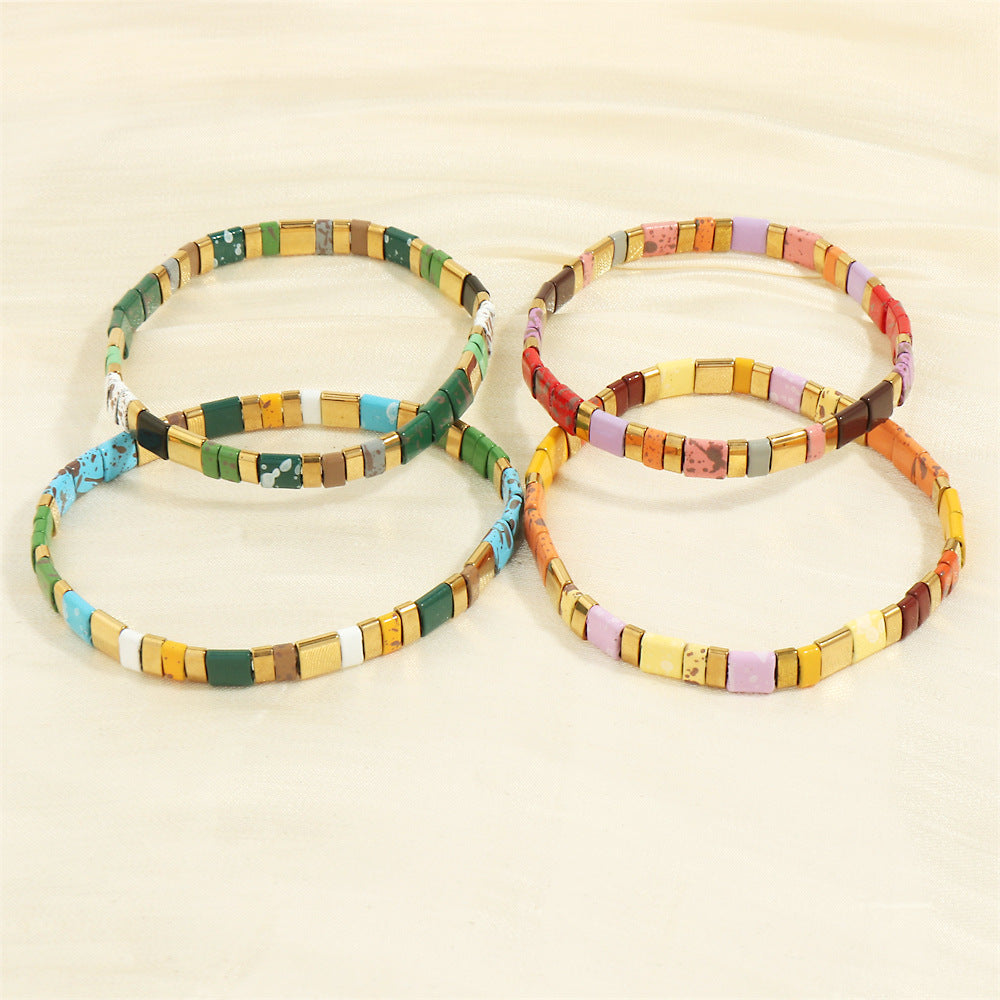 Women's Pull Beaded Simple Bohemian Hand-woven Elastic Bracelets