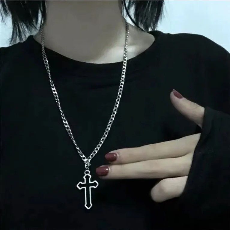 Women's & Men's Hollow Cross Couple Simple Disco Dancing Necklace
