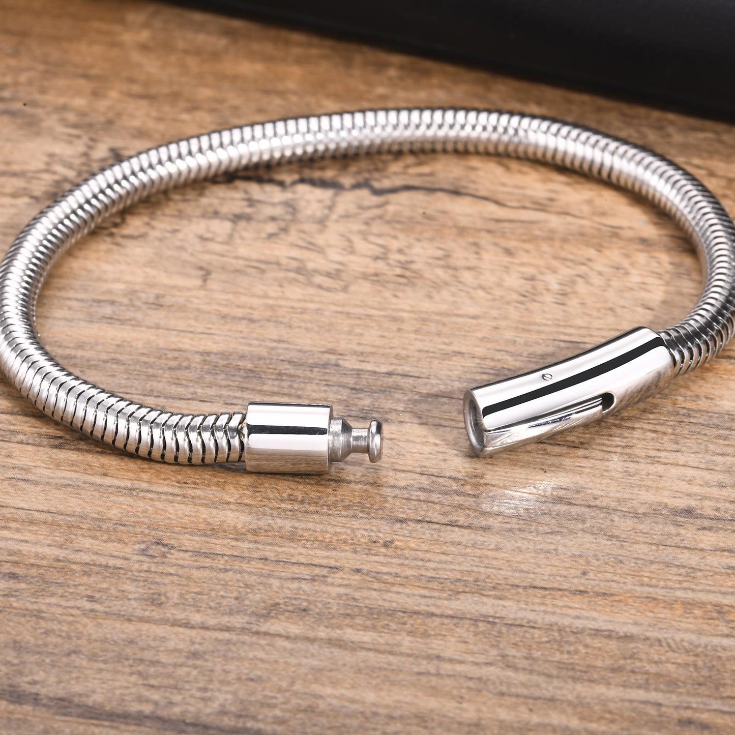 Men's Steel Snap Round Snake Chain Thick Bracelets