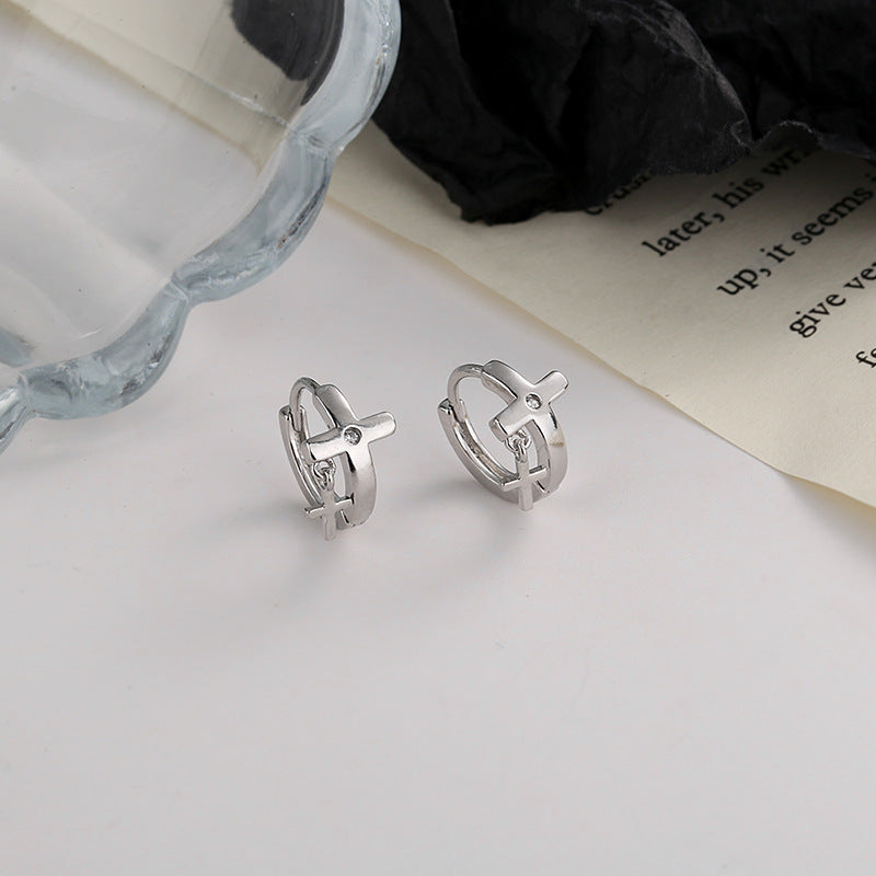 Ancient Cat Ning Punk Tassel Ear Trendy Personality Rhinestone Stud Earrings