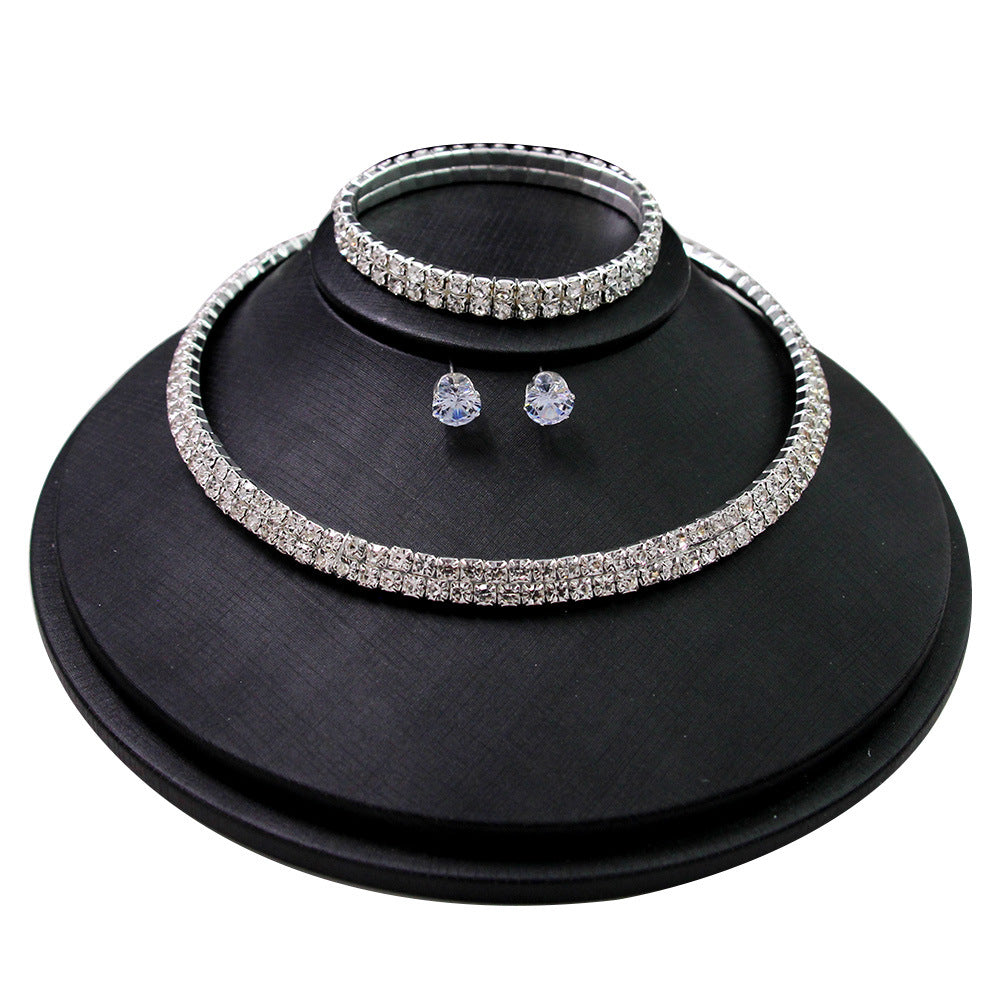 Claw Chain Rhinestone Bridal Eardrop Banquet Necklaces
