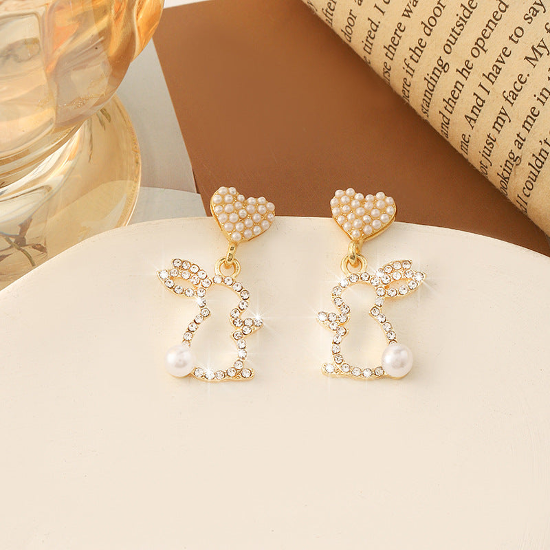 Simple Retro Sier Needle Pearl High Sense Ear Earrings