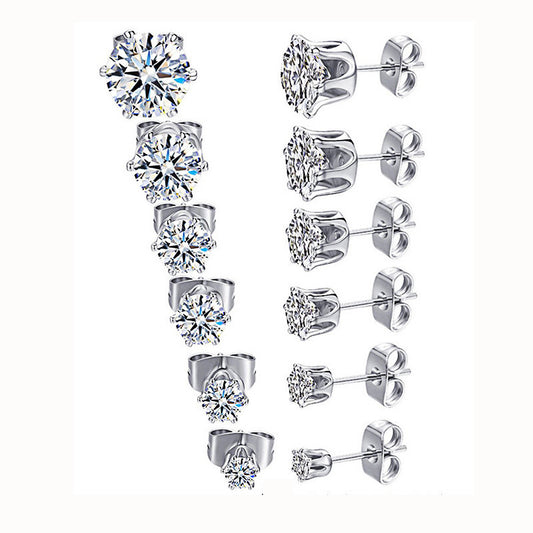 Women's & Men's Personalized Trendy Stainless Steel Rhinestone Zircon Electroplated Stud Earrings