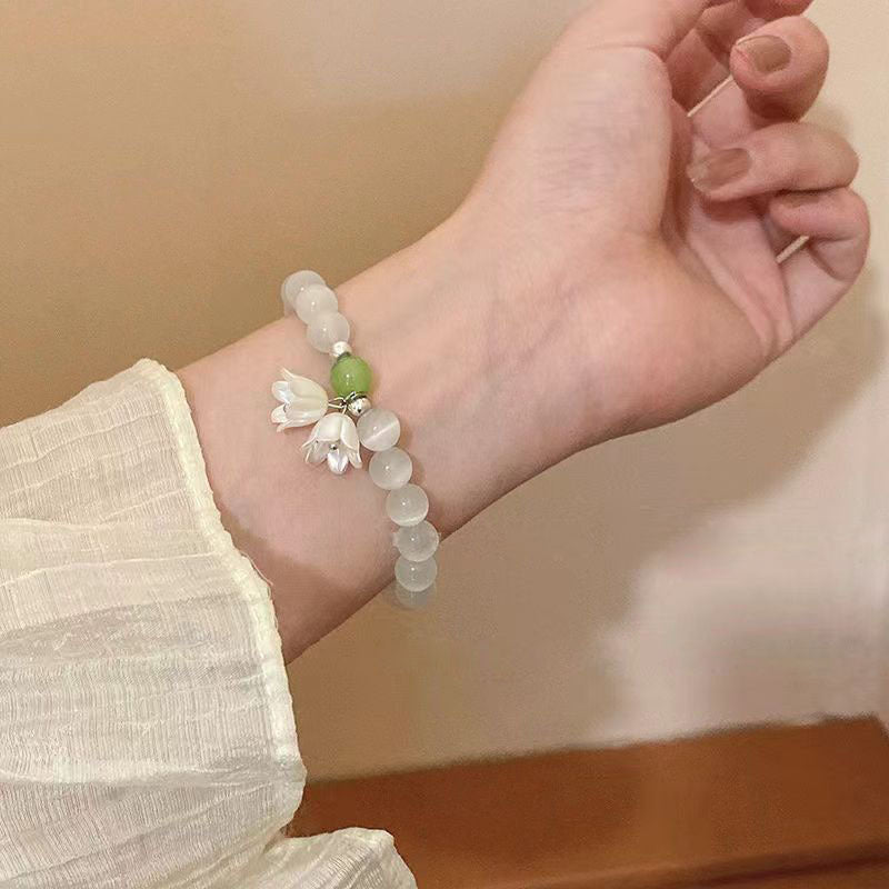 Starry Sky Butterfly Glazed Female Ice Transparent Glass Bead Bracelets